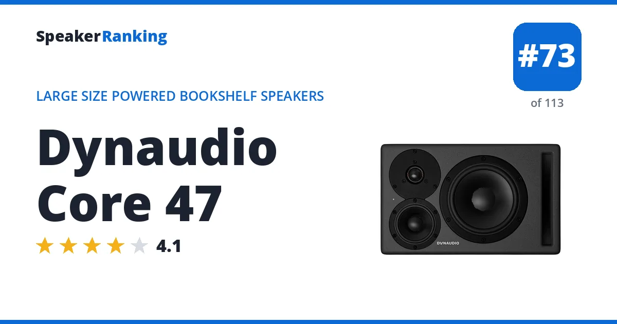 Dynaudio Core 47 - ranked #73 of 113 Large Size Powered Bookshelf Speakers · Editor's rating 4.1/5