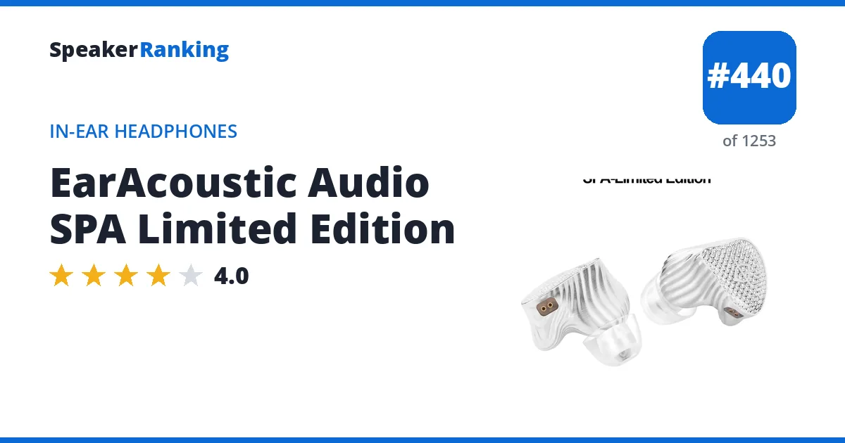 EarAcoustic Audio SPA Limited Edition - ranked #440 of 1253 In-Ear Headphones · Editor's rating 4/5