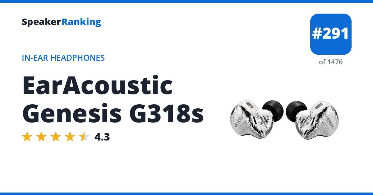 EarAcoustic Genesis G318s - ranked #291 of 1476 In-Ear Headphones · Editor's rating 4.3/5