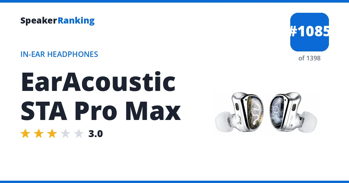 EarAcoustic STA Pro Max - ranked #1085 of 1398 In-Ear Headphones · Editor's rating 3/5