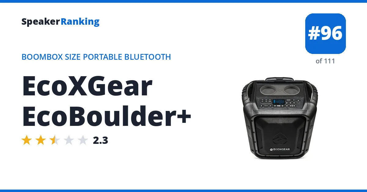 EcoXGear EcoBoulder+ - ranked #96 of 111 Boombox Size Portable Bluetooth Speakers · Editor's rating 2.3/5