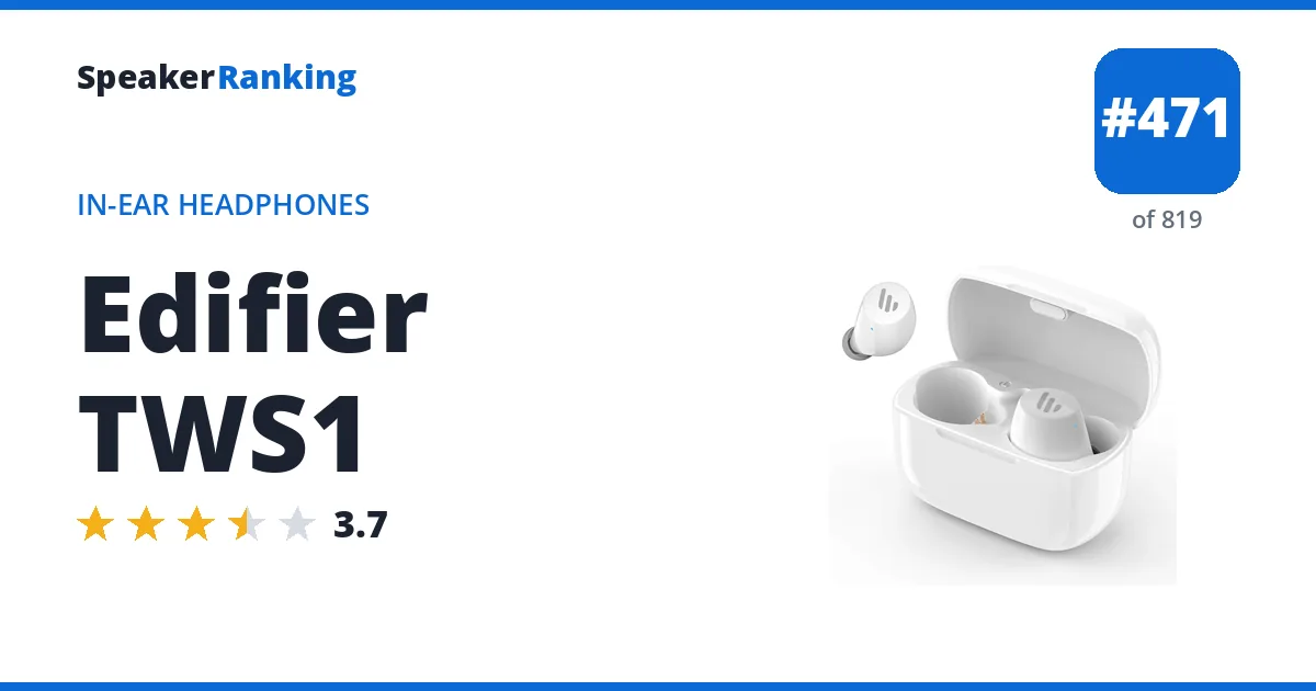 Edifier TWS1 - ranked #471 of 749 In-Ear Headphones · Editor's rating 3.7/5