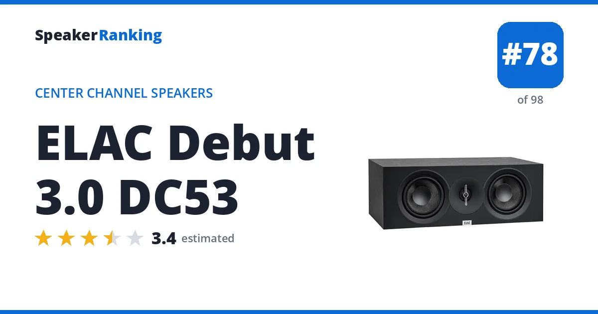 ELAC Debut 3.0 DC53 - ranked #78 of 98 Center Channel Speakers · Editor's rating 3.4/5
