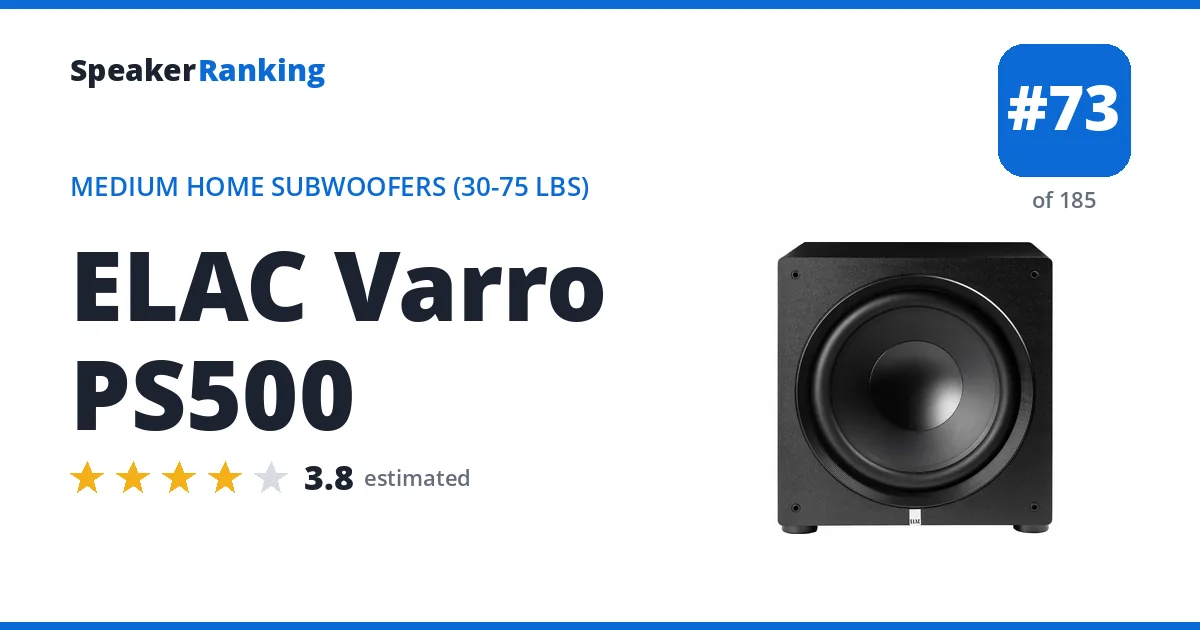 ELAC Varro PS500 - ranked #73 of 185 Medium Home Subwoofers (30-75 lbs) · Editor's rating 3.8/5