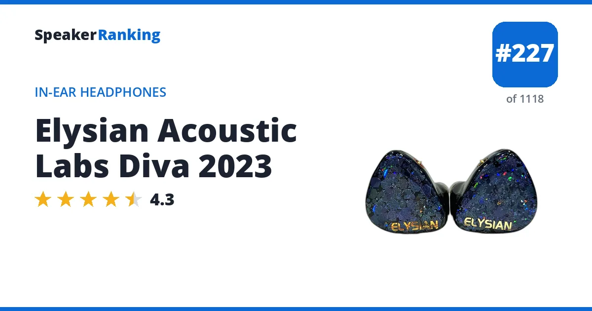 Elysian Acoustic Labs Diva 2023 - ranked #227 of 1118 In-Ear Headphones · Editor's rating 4.3/5