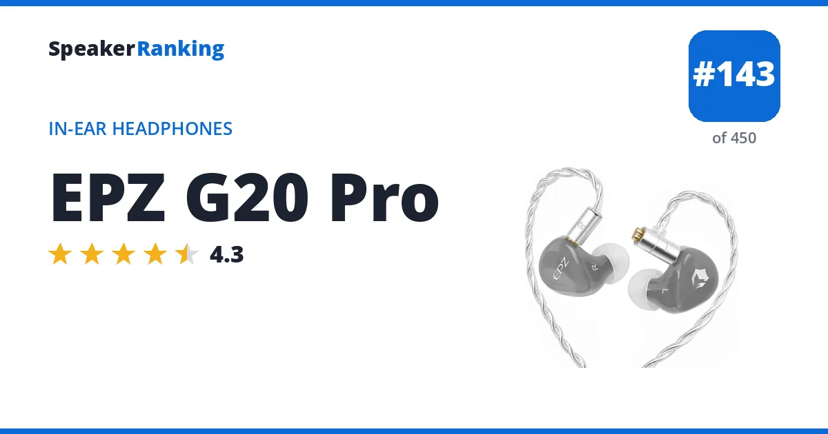 EPZ G20 Pro - ranked #143 of 421 In-Ear Headphones · Editor's rating 4.3/5