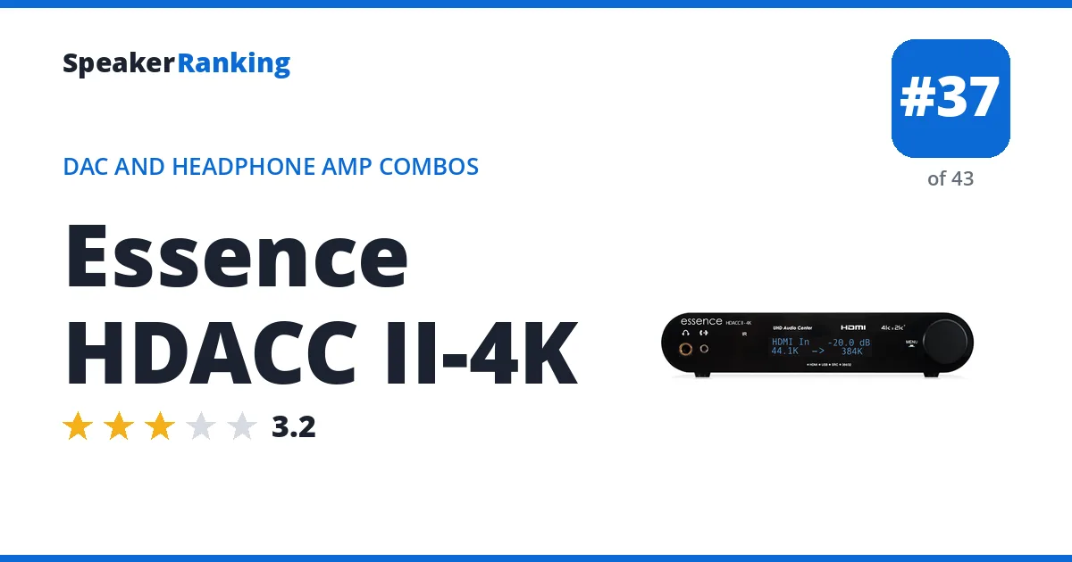 Essence HDACC II-4K - ranked #37 of 43 DAC and Headphone Amp Combos · Editor's rating 3.2/5
