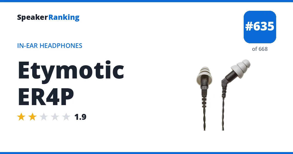 Etymotic ER4P - ranked #635 of 668 In-Ear Headphones · Editor's rating 1.9/5