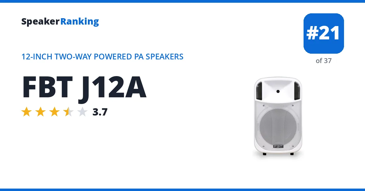 FBT J12A - ranked #21 of 37 12-Inch Two-Way Powered PA Speakers · Editor's rating 3.7/5