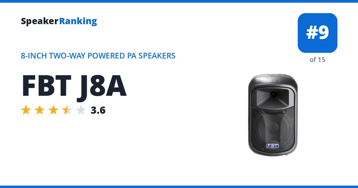 FBT J8A - ranked #9 of 15 8-Inch Two-Way Powered PA Speakers · Editor's rating 3.6/5