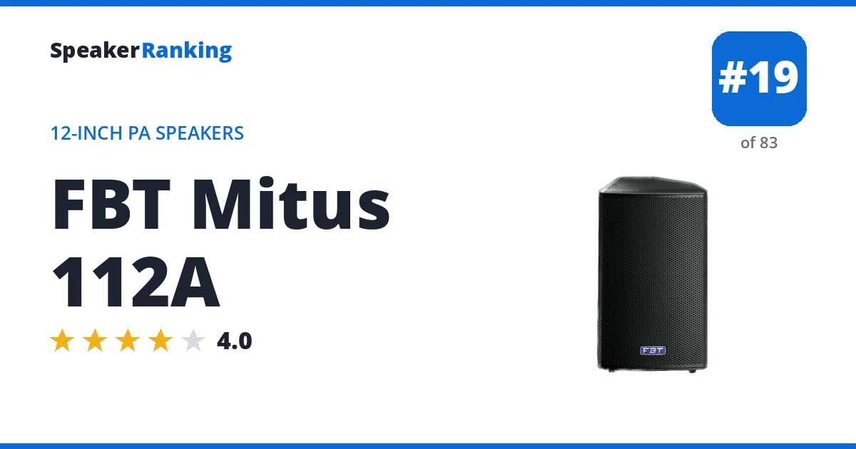 FBT Mitus 112A · Editor's rating 4/5, ranked #19 of 83 12-Inch PA Speakers