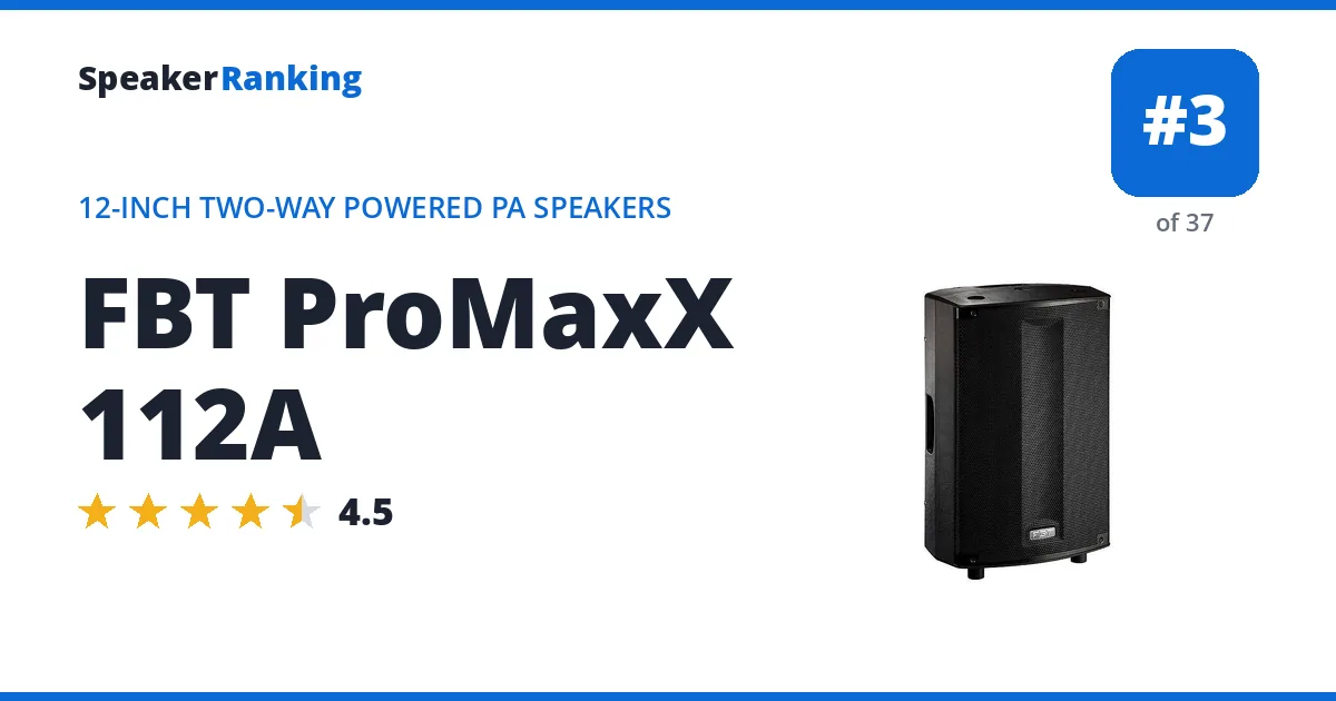 FBT ProMaxX 112A - ranked #3 of 37 12-Inch Two-Way Powered PA Speakers · Editor's rating 4.5/5
