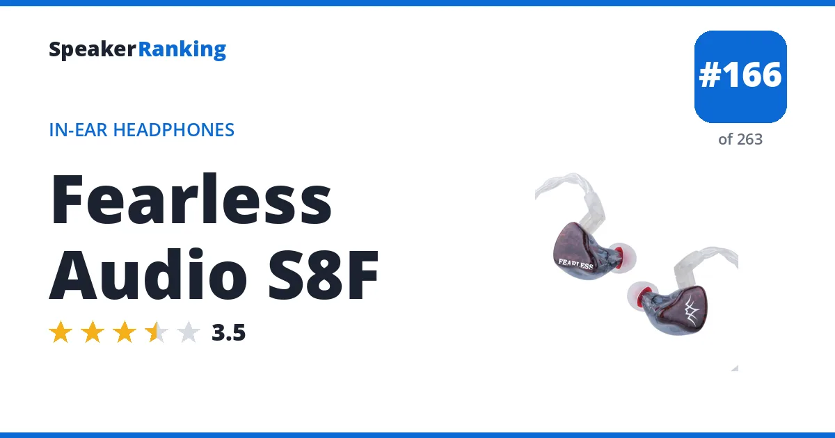 Fearless Audio S8F - ranked #141 of 238 In-Ear Headphones · Editor's rating 3.5/5