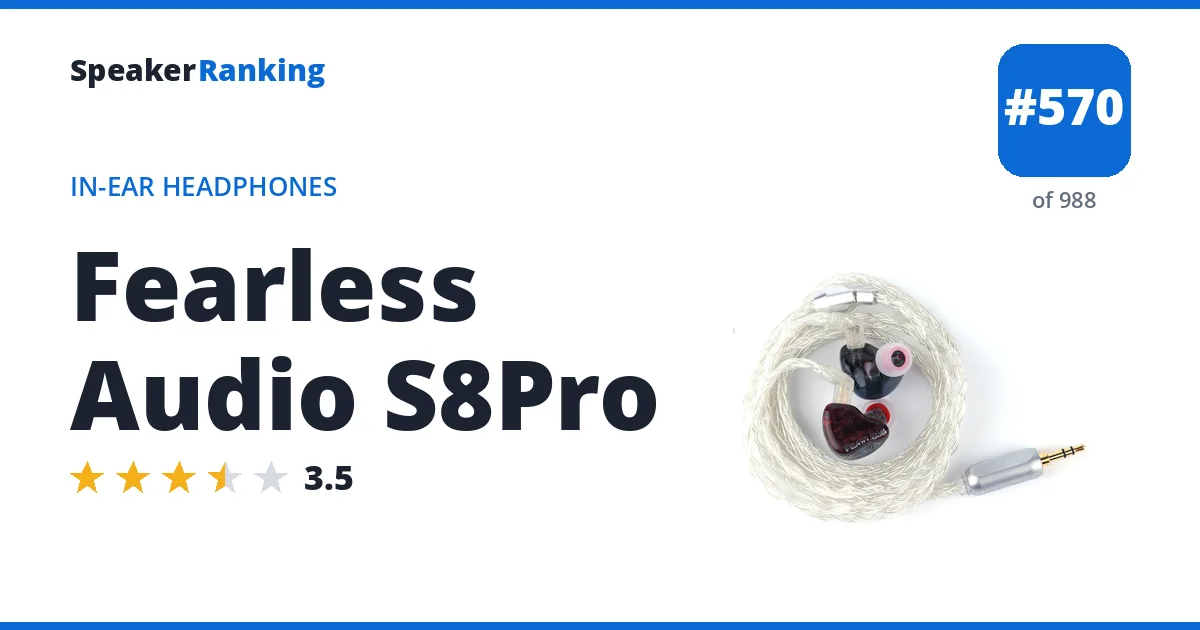Fearless Audio S8Pro - ranked #553 of 971 In-Ear Headphones · Editor's rating 3.5/5