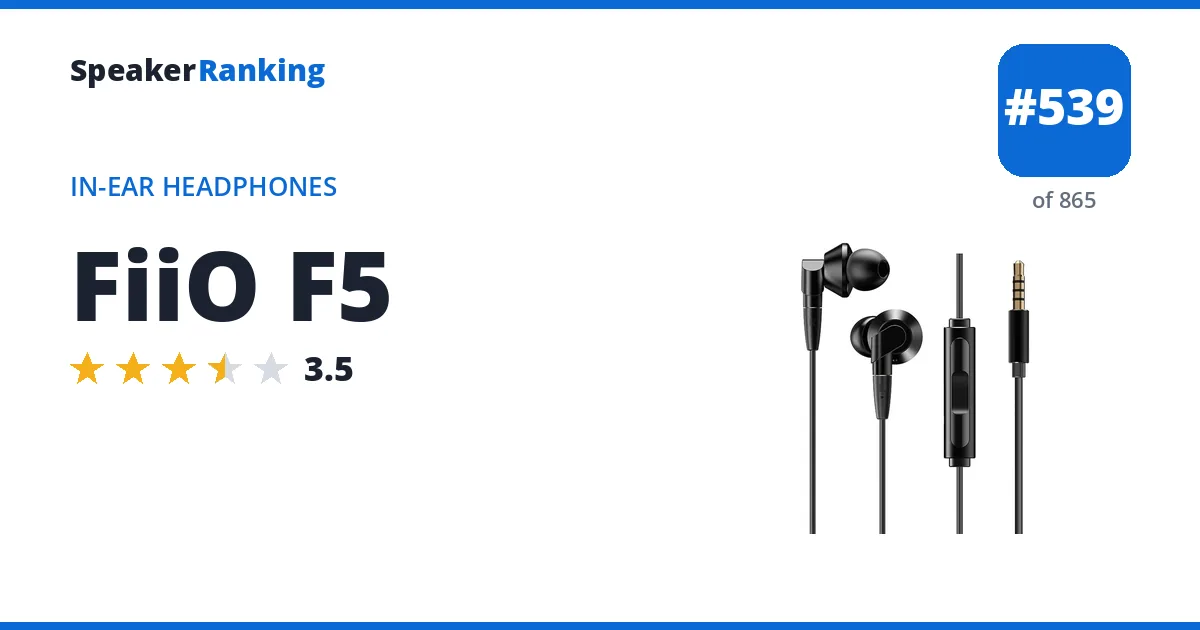 FiiO F5 - ranked #539 of 865 In-Ear Headphones · Editor's rating 3.5/5