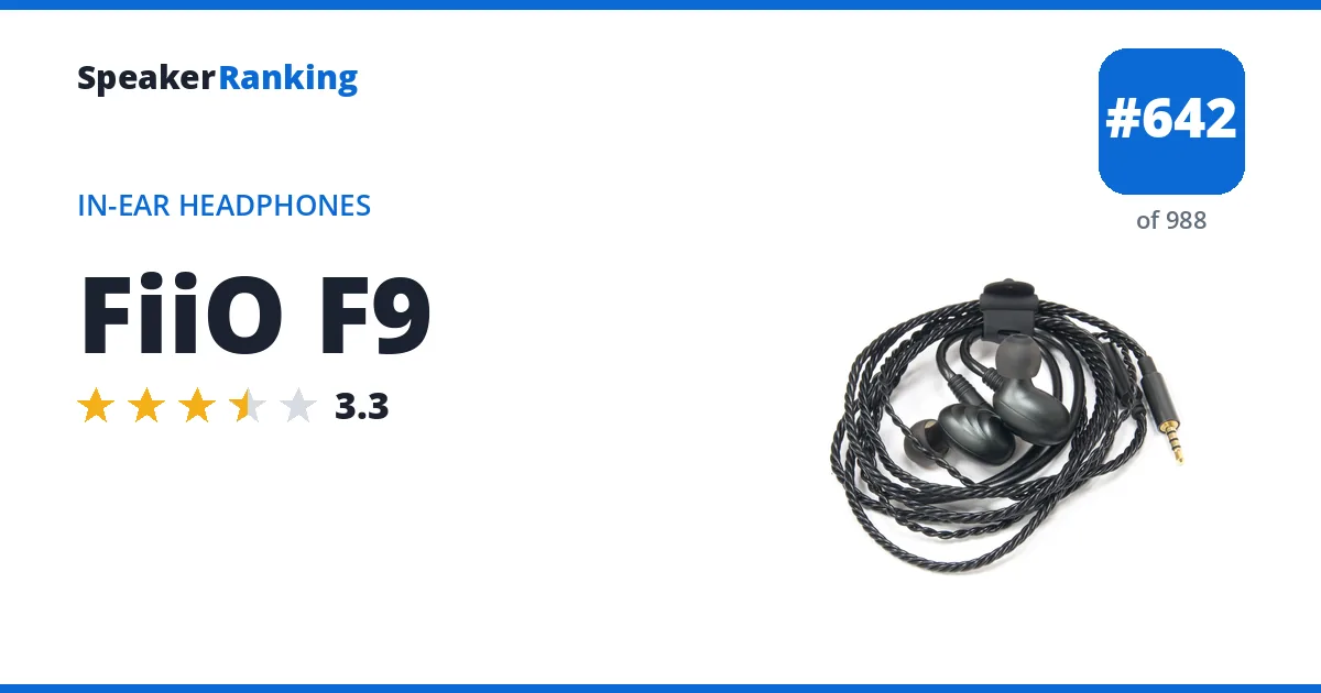 FiiO F9 - ranked #625 of 971 In-Ear Headphones · Editor's rating 3.3/5