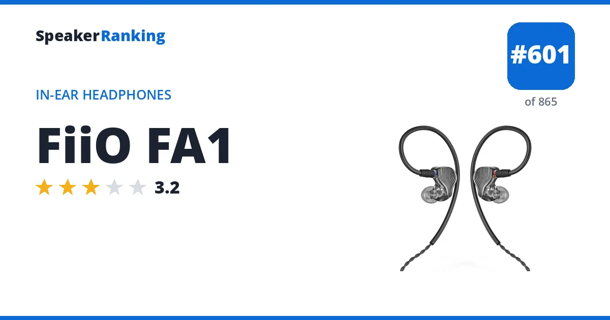 FiiO FA1 - ranked #601 of 865 In-Ear Headphones · Editor's rating 3.2/5