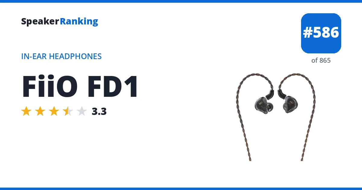 FiiO FD1 - ranked #586 of 865 In-Ear Headphones · Editor's rating 3.3/5