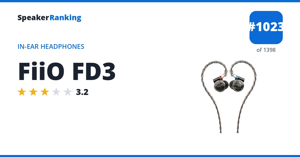 FiiO FD3 - ranked #1023 of 1398 In-Ear Headphones · Editor's rating 3.2/5