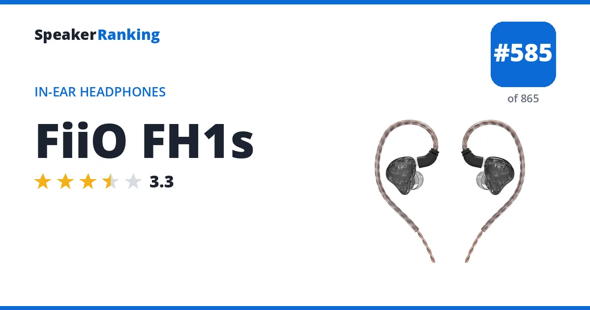 FiiO FH1s - ranked #585 of 865 In-Ear Headphones · Editor's rating 3.3/5