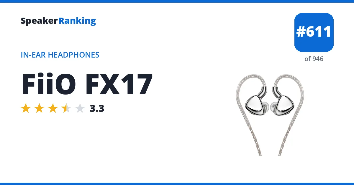 FiiO FX17 - ranked #611 of 946 In-Ear Headphones · Editor's rating 3.3/5