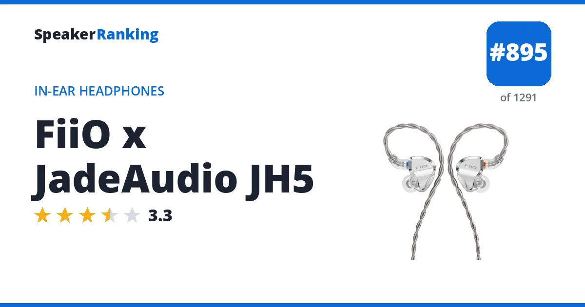 FiiO x JadeAudio JH5 - ranked #895 of 1291 In-Ear Headphones · Editor's rating 3.3/5