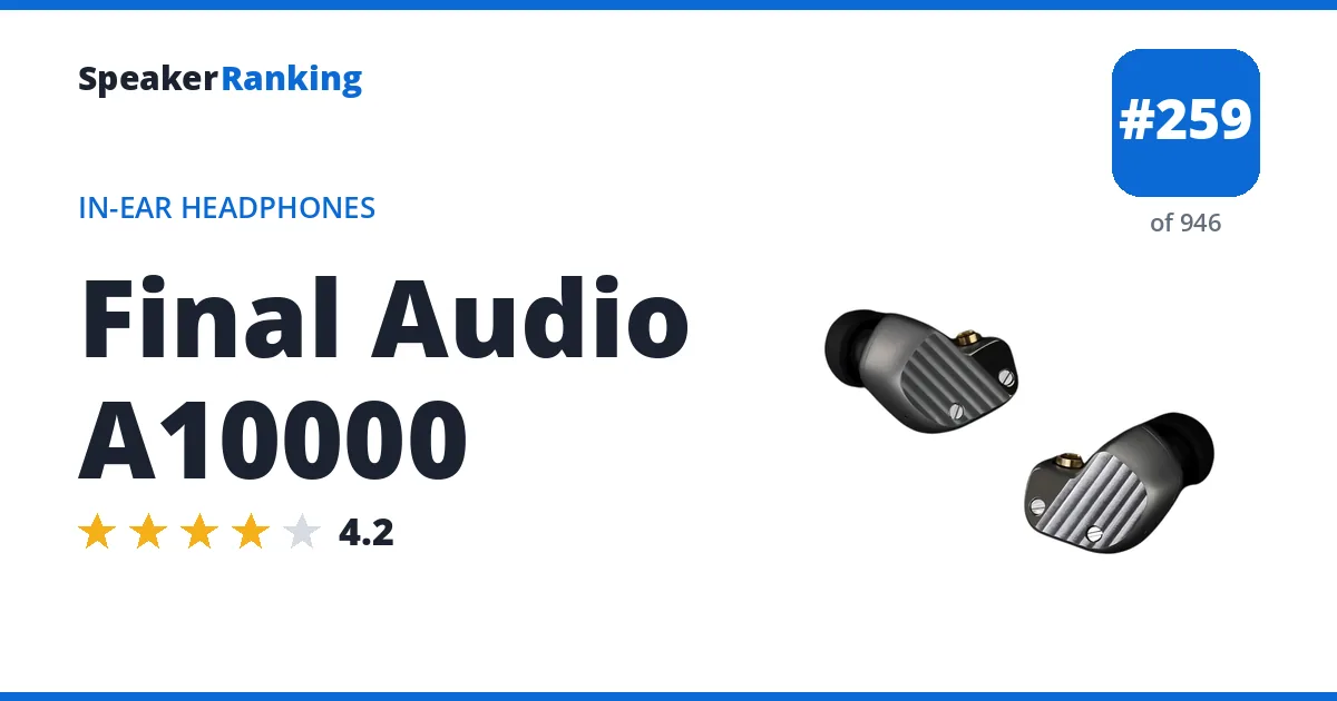 Final Audio A10000 - ranked #259 of 946 In-Ear Headphones · Editor's rating 4.2/5
