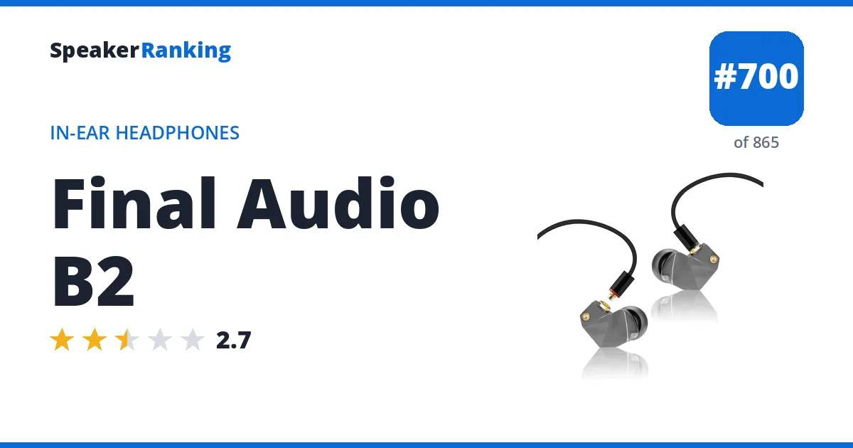 Final Audio B2 - ranked #700 of 865 In-Ear Headphones · Editor's rating 2.7/5
