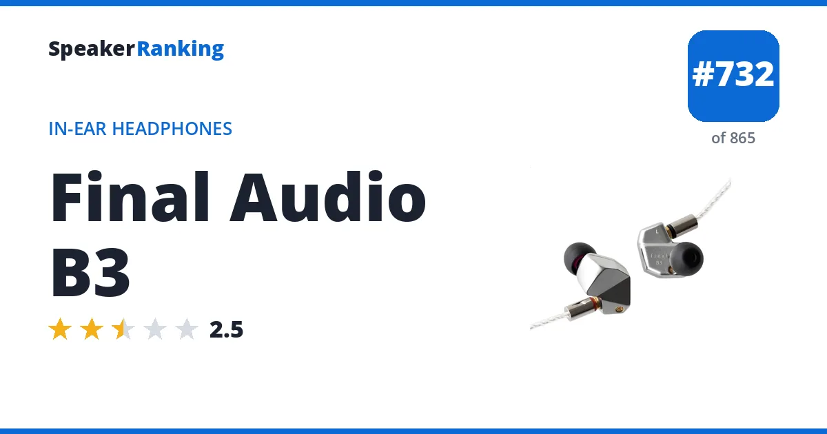Final Audio B3 - ranked #732 of 865 In-Ear Headphones · Editor's rating 2.5/5