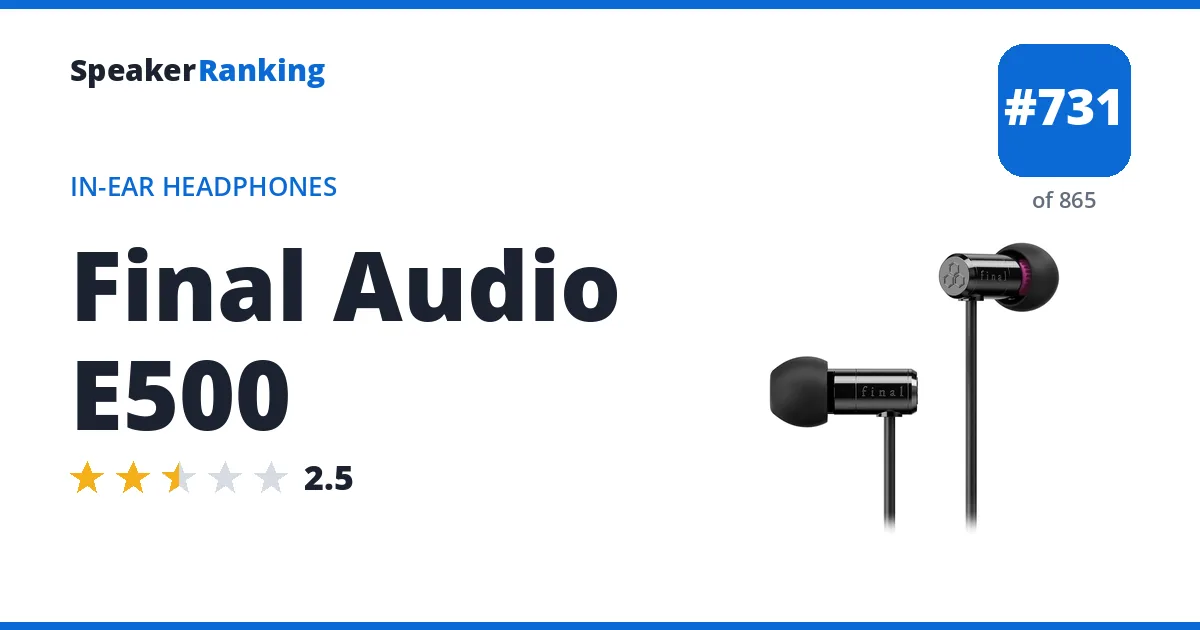 Final Audio E500 - ranked #731 of 865 In-Ear Headphones · Editor's rating 2.5/5