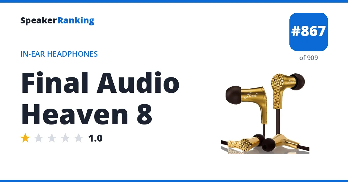 Final Audio Heaven 8 - ranked #867 of 909 In-Ear Headphones · Editor's rating 1/5