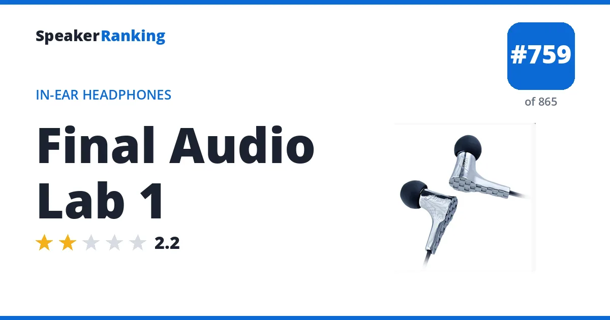 Final Audio Lab 1 - ranked #759 of 865 In-Ear Headphones · Editor's rating 2.2/5