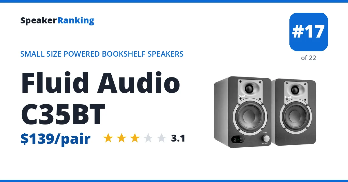Fluid Audio C35BT - ranked #17 of 22 Small Size Powered Bookshelf Speakers · Editor's rating 3.1/5