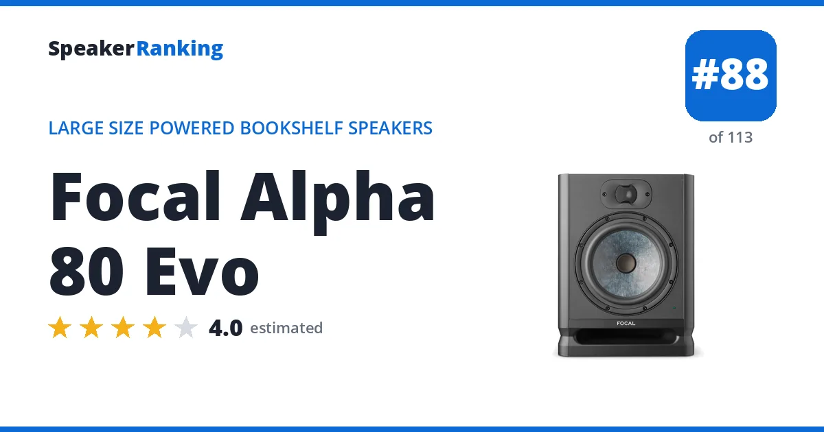 Focal Alpha 80 Evo - ranked #88 of 113 Large Size Powered Bookshelf Speakers · Editor's rating 4/5