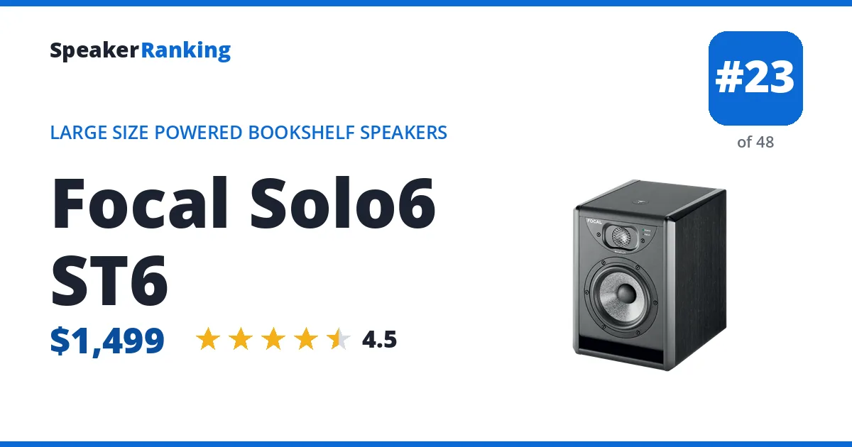 Focal Solo6 ST6 - ranked #23 of 48 Large Size Powered Bookshelf Speakers · Editor's rating 4.5/5