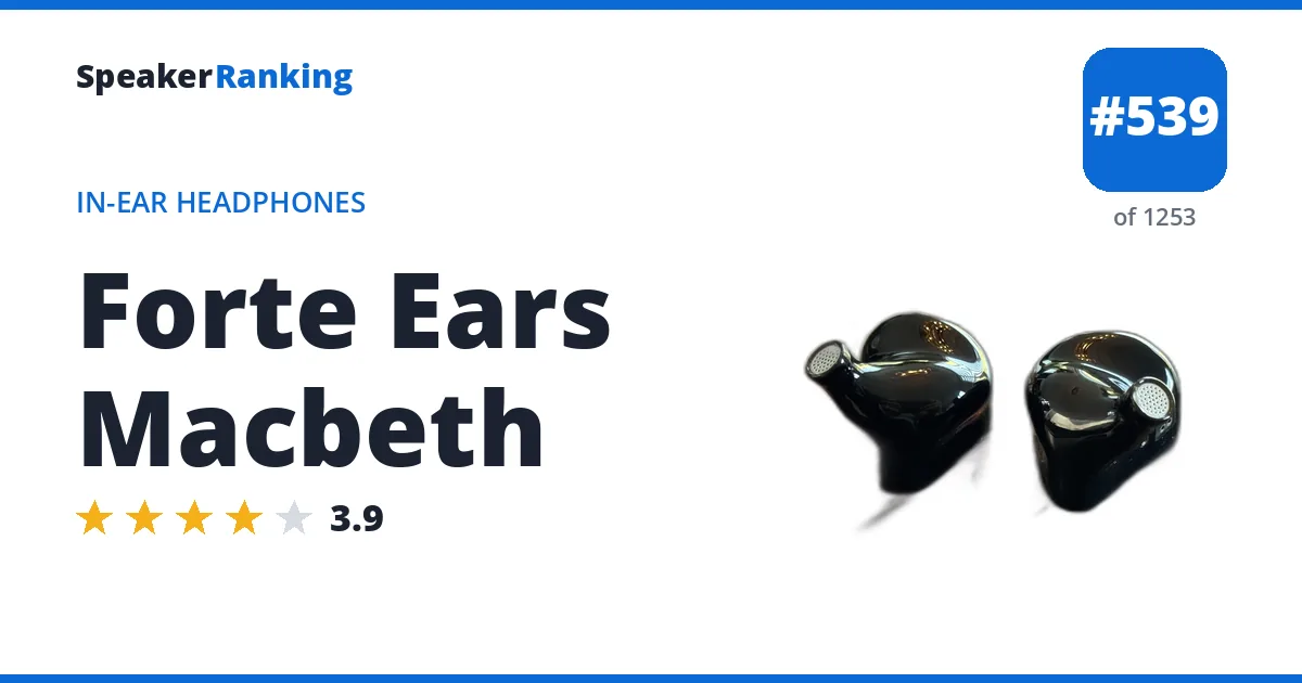 Forte Ears Macbeth - ranked #539 of 1253 In-Ear Headphones · Editor's rating 3.9/5