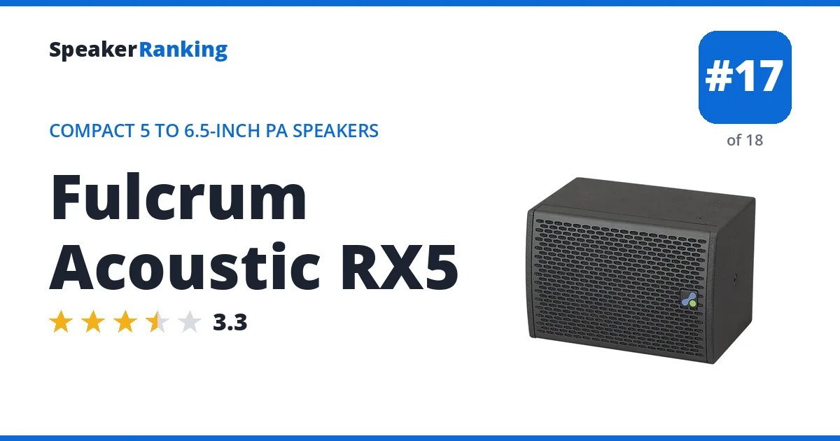 Fulcrum Acoustic RX5 - ranked #17 of 18 Compact 5 to 6.5-Inch PA Speakers · Editor's rating 3.3/5