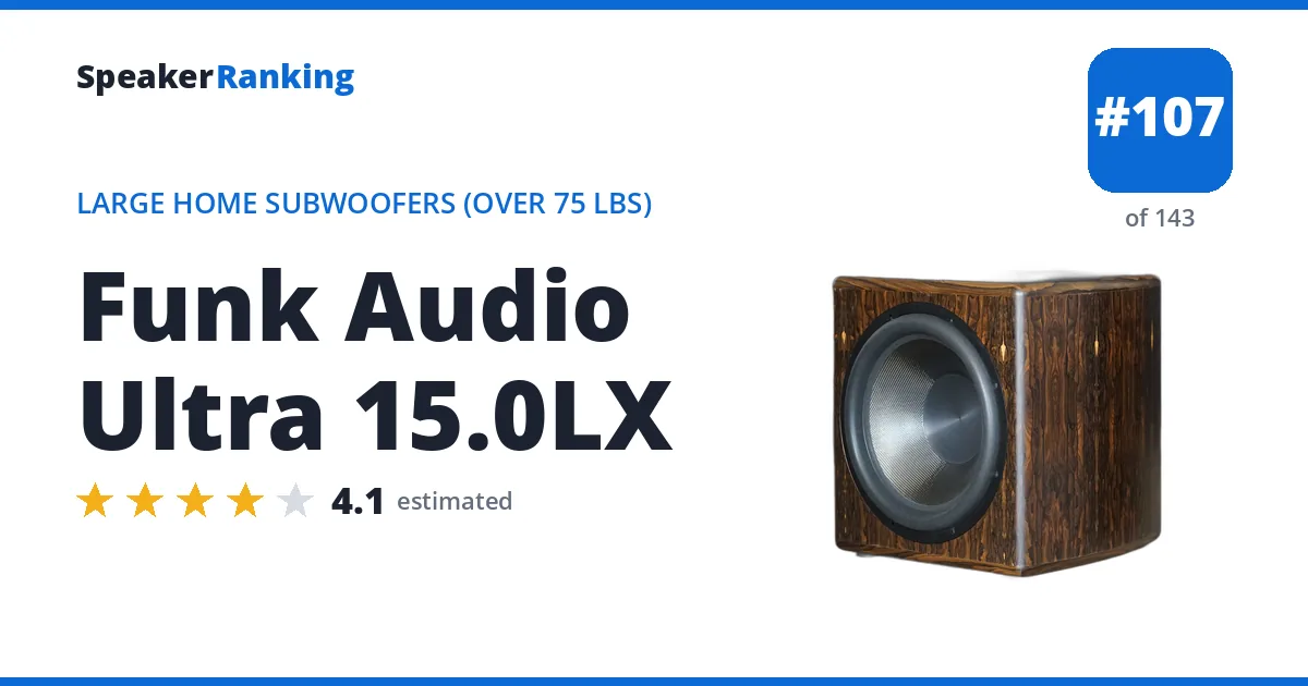 Funk Audio Ultra 15.0LX - ranked #107 of 143 Large Home Subwoofers (Over 75 lbs) · Editor's rating 4.1/5
