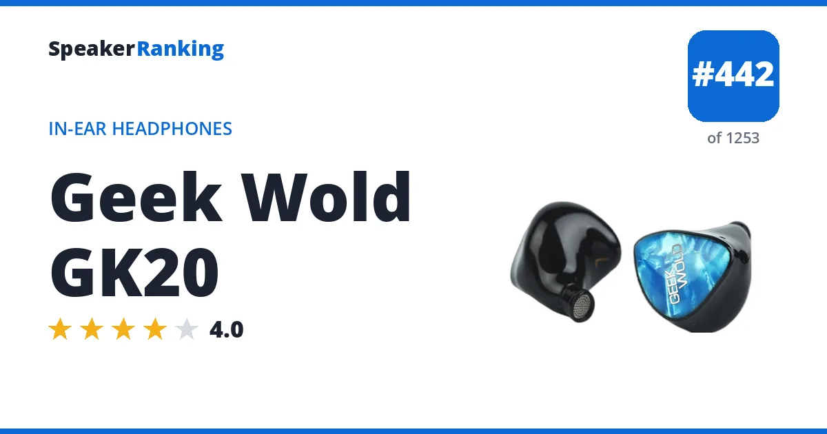 Geek Wold GK20 - ranked #442 of 1253 In-Ear Headphones · Editor's rating 4/5