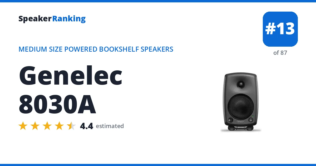 Genelec 8030A - ranked #13 of 87 Medium Size Powered Bookshelf Speakers · Editor's rating 4.4/5
