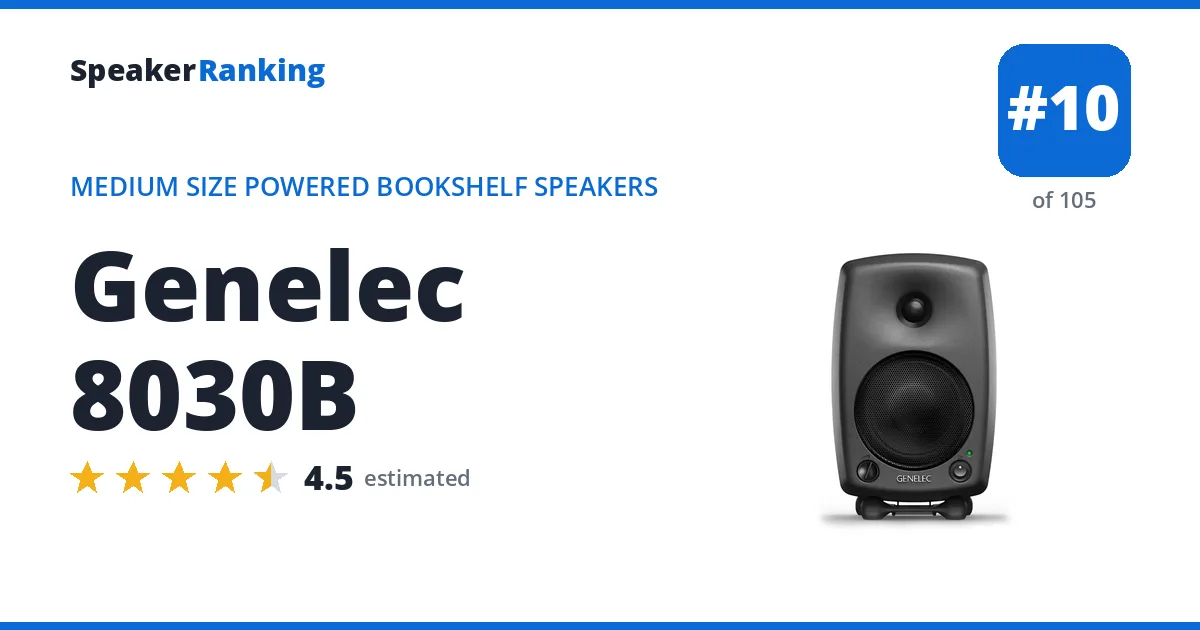 Genelec 8030B - ranked #10 of 105 Medium Size Powered Bookshelf Speakers · Editor's rating 4.5/5