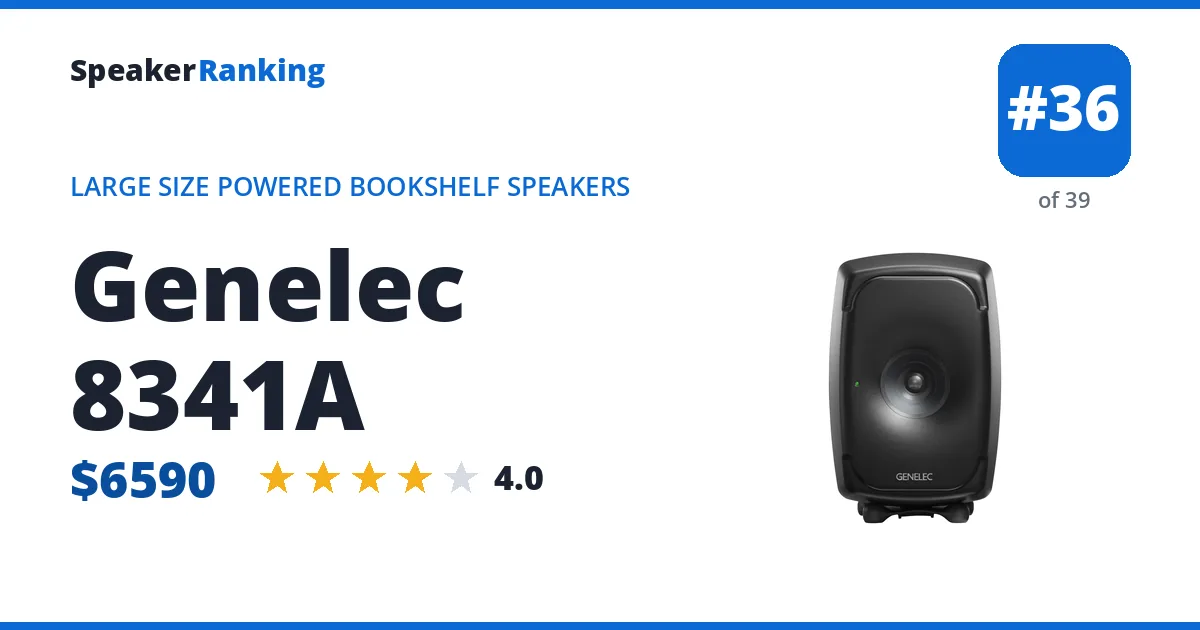 Genelec 8341A - ranked #36 of 39 Large Size Powered Bookshelf Speakers · Editor's rating 4/5
