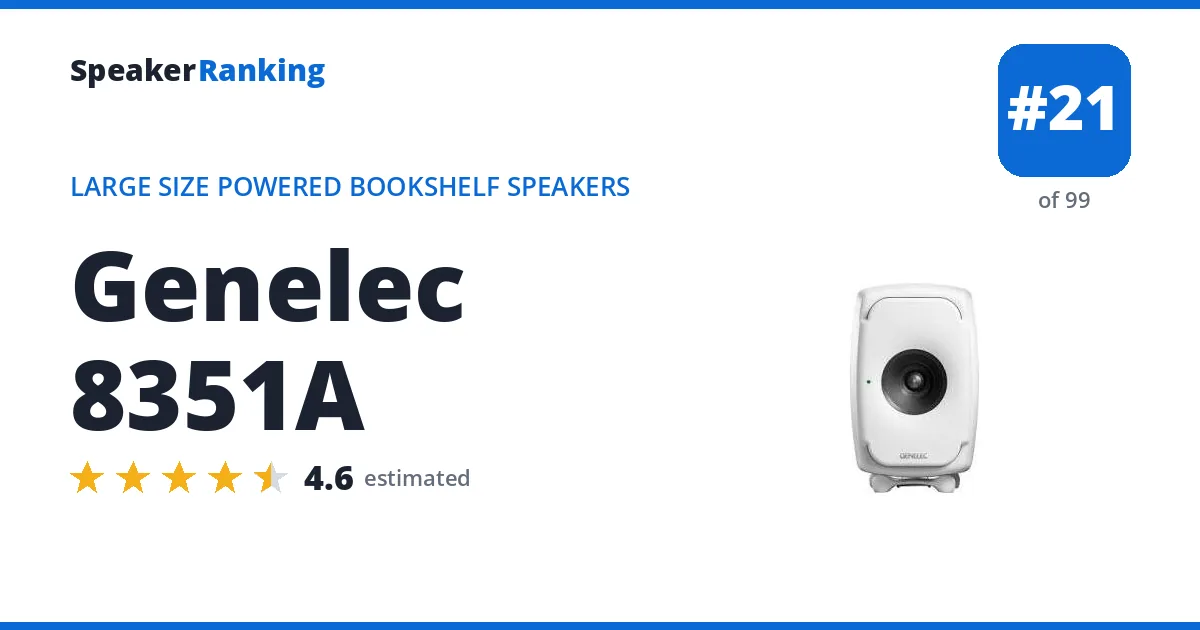 Genelec 8351A - ranked #21 of 99 Large Size Powered Bookshelf Speakers · Editor's rating 4.6/5