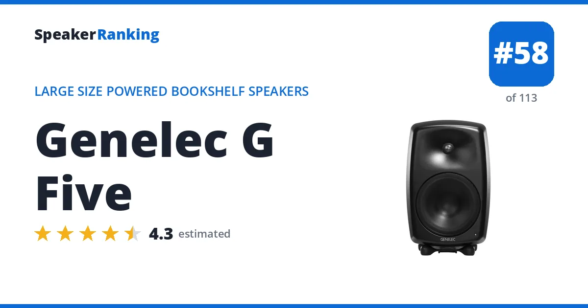 Genelec G Five - ranked #58 of 113 Large Size Powered Bookshelf Speakers · Editor's rating 4.3/5
