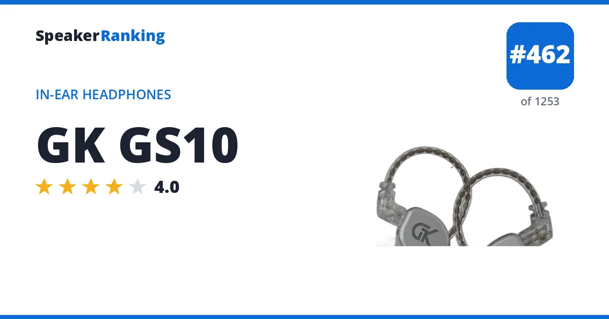 GK GS10 - ranked #462 of 1253 In-Ear Headphones · Editor's rating 4/5