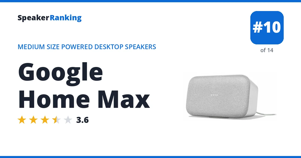 Google Home Max - ranked #10 of 14 Medium Size Powered Desktop Speakers · Editor's rating 3.6/5