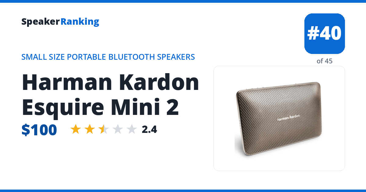 Harman Kardon Esquire Mini 2 — ranked #40 of 44 Small Size Portable Bluetooth Speakers · Editor's rating 2.4/5