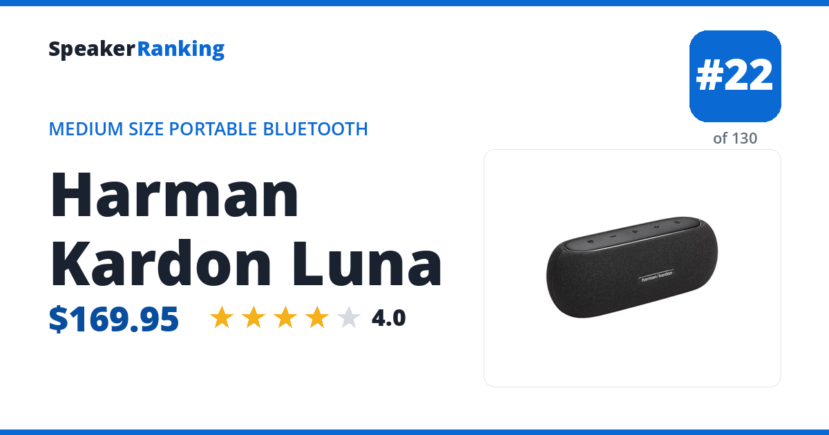 Harman Kardon Luna — ranked #22 of 131 Medium Size Portable Bluetooth Speakers · Editor's rating 4/5