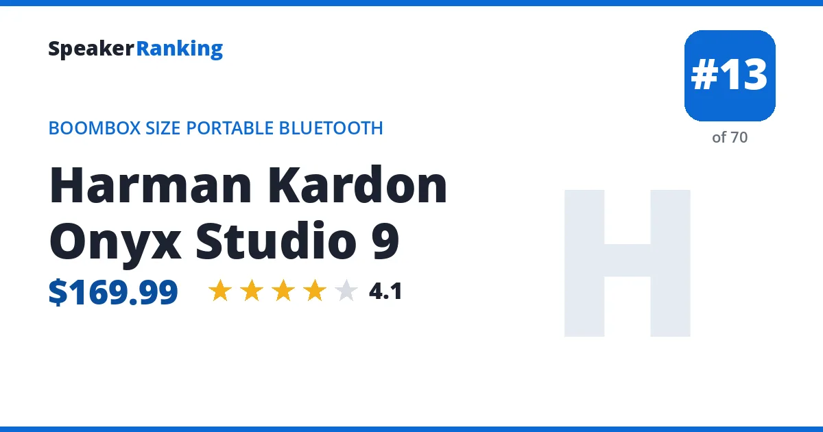 Harman Kardon Onyx Studio 9 - ranked #13 of 70 Boombox Size Portable Bluetooth Speakers · Editor's rating 4.1/5