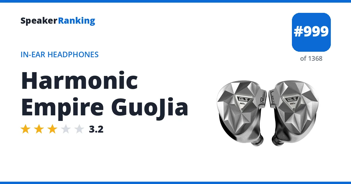 Harmonic Empire GuoJia - ranked #1000 of 1369 In-Ear Headphones · Editor's rating 3.2/5
